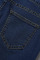 Dark Blue Casual Patchwork Tassel Ripped High Waist Skinny Denim Jeans
