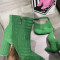 Green Casual Patchwork Chains Solid Color Pointed Keep Warm Comfortable Shoes