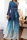 Blue Fashion Patchwork Sequins One Shoulder Long Sleeve Two Pieces