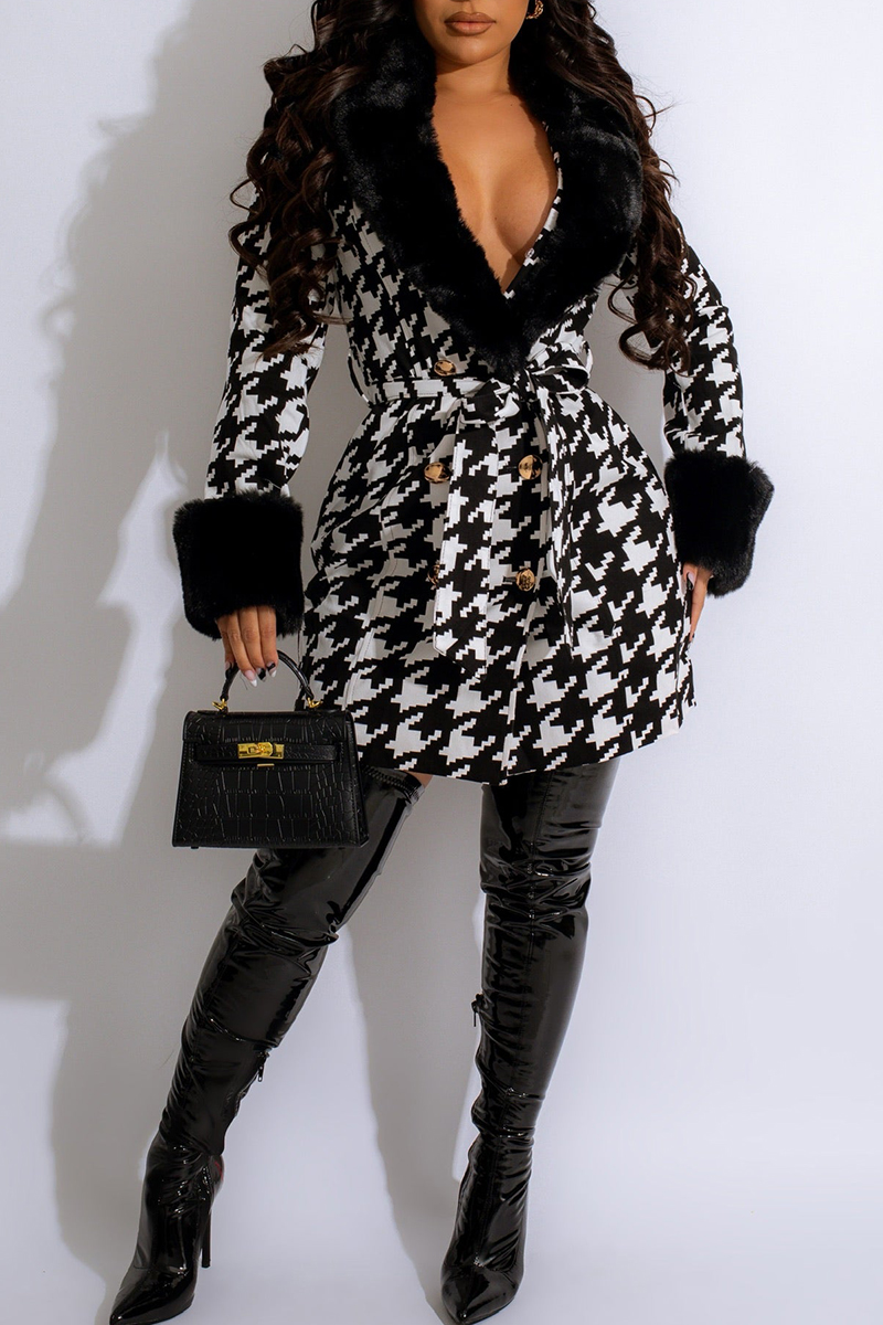 Casual Floral Pocket Turndown Collar Outerwear