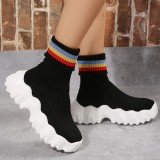 Black Casual Patchwork Round Keep Warm Comfortable Shoes