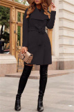 Black Casual Solid Patchwork Turndown Collar Outerwear