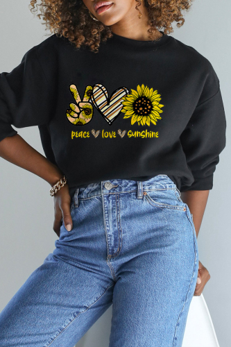 Sweet Print Patchwork O Neck Tops