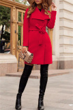 Red Casual Solid Patchwork Turndown Collar Outerwear