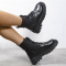 Black Casual Patchwork Frenulum Solid Color Round Keep Warm Comfortable Shoes