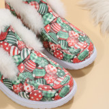 Multicolor Casual Patchwork Printing Round Keep Warm Comfortable Flats Shoes