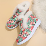 Multicolor Casual Patchwork Printing Round Keep Warm Comfortable Flats Shoes
