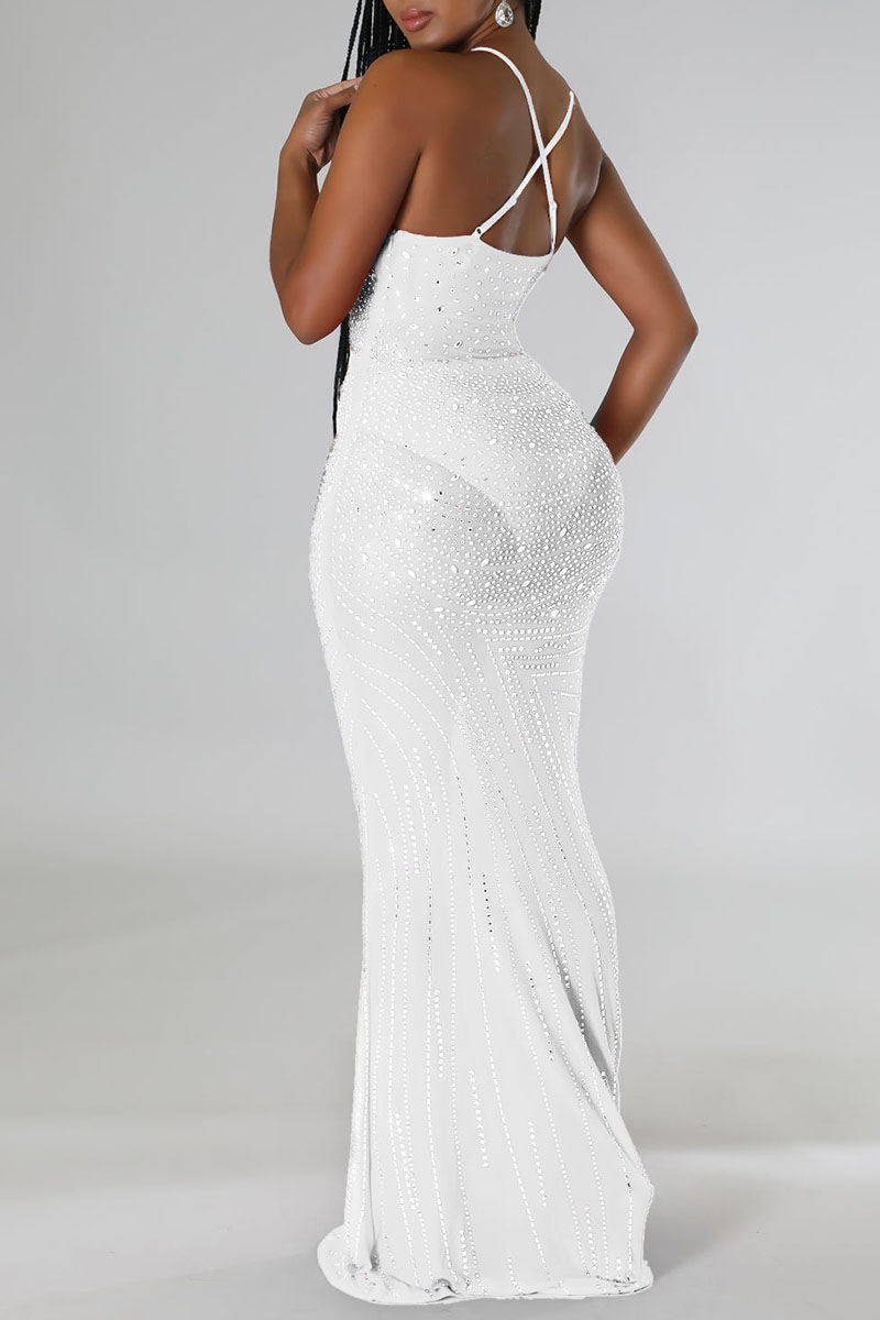 Trumpet/Mermaid Asymmetrical Collar Evening Dresses with Split Side Stretch Satin Floor-Length Long Sleeves Party Dresses