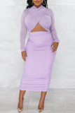 White Sexy Solid Hollowed Out Patchwork Pencil Skirt Dresses