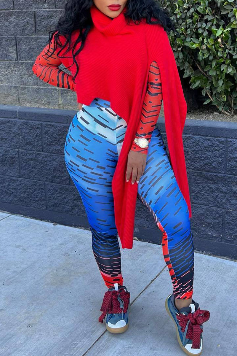 Street Striped Patchwork Pocket Turtleneck Tops