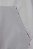 Grey Casual Print Patchwork Hooded Collar T-shirt Dress Dresses