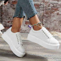 White Casual Patchwork Solid Color Round Comfortable Flats Shoes