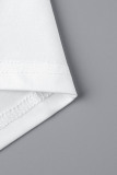White Sexy Casual Print Basic O Neck Long Sleeve Dresses