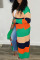 Green Casual Patchwork Cardigan Collar Outerwear