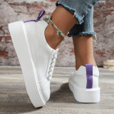 White Casual Patchwork Solid Color Round Comfortable Flats Shoes