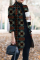 Orange Yellow Casual Print Patchwork Buttons Turn-back Collar Outerwear