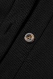 Khaki Casual Solid Basic Turndown Collar Long Sleeve Three-piece Set