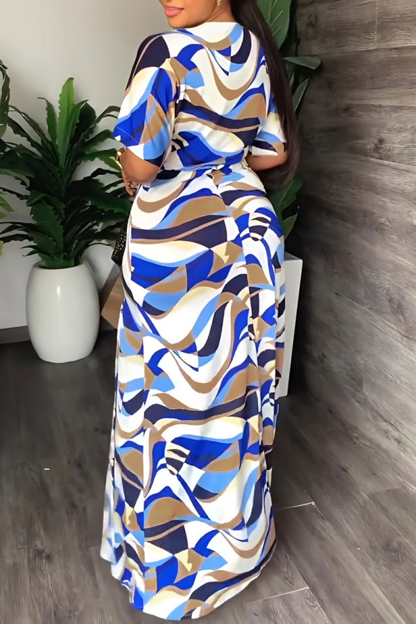 Formal Patchwork Sequins Frenulum V Neck Long Dress Dresses