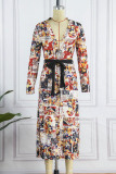 Multicolor Casual Print Patchwork Cardigan Outerwear