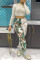 Green Casual Camouflage Print Patchwork Regular High Waist Trousers