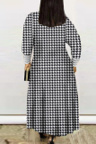 Blue Casual Daily Print Printing Cardigan Collar Plus Size Outerwear