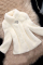 White Casual Solid Patchwork Cardigan Mandarin Collar Outerwear