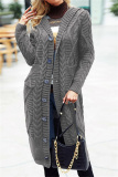 Coffee Casual Solid Patchwork Cardigan Collar Outerwear