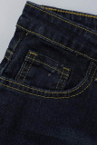 Black Casual Street Print Ripped Patchwork High Waist Denim Jeans