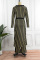 Gold Casual Striped Print Cardigan Pants V Neck Long Sleeve Two Pieces