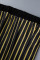 Gold Casual Striped Print Cardigan Pants V Neck Long Sleeve Two Pieces