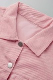 Khaki Casual Solid Patchwork Cardigan Turndown Collar Outerwear