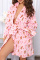 Blue Casual Living Print Frenulum Christmas Day Sleepwear