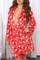 Blue Casual Living Print Frenulum Christmas Day Sleepwear
