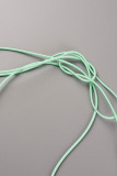 Green Sexy Casual Print Bandage Backless Asymmetrical Spaghetti Strap Tops