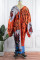Green Casual Print Patchwork V Neck Irregular Dress Plus Size Dresses
