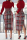 Burgundy Work Print Patchwork Printing Half A Turtleneck Wrapped Skirt Dresses