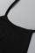 Black Sexy Solid Patchwork Backless Spaghetti Strap Long Dress Dresses
