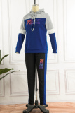 Orange Casual Sportswear Letter Print Patchwork Hooded Collar Long Sleeve Two Pieces