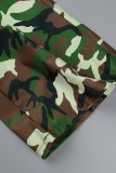 Camouflage Casual Camouflage Print Patchwork Regular Low Waist Trousers