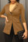 Khaki Casual Solid Patchwork Turn-back Collar Outerwear