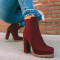 Burgundy Casual Patchwork Pointed Out Door Wedges Shoes
