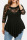Black Casual Solid Patchwork See-through Asymmetrical O Neck Tops