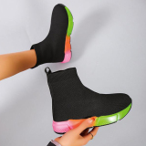 Black Pink Casual Patchwork Round Comfortable Shoes