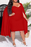 Black Casual Solid Patchwork Square Collar Long Sleeve Plus Size Dresses