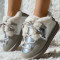 Cream White Casual Patchwork Contrast Round Keep Warm Comfortable Flats Shoes
