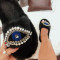 Cream White Casual Patchwork Rhinestone Round Comfortable Shoes