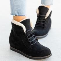 Black Casual Patchwork Solid Color Round Keep Warm Comfortable Shoes