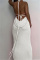 White Sexy Solid Bandage Backless Spaghetti Strap Long Dress Dresses