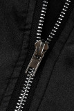 Black Elegant Solid Tassel Patchwork Turtleneck Long Sleeve Two Pieces