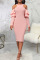 Pink Elegant Solid Patchwork Flounce O Neck One Step Skirt Dresses